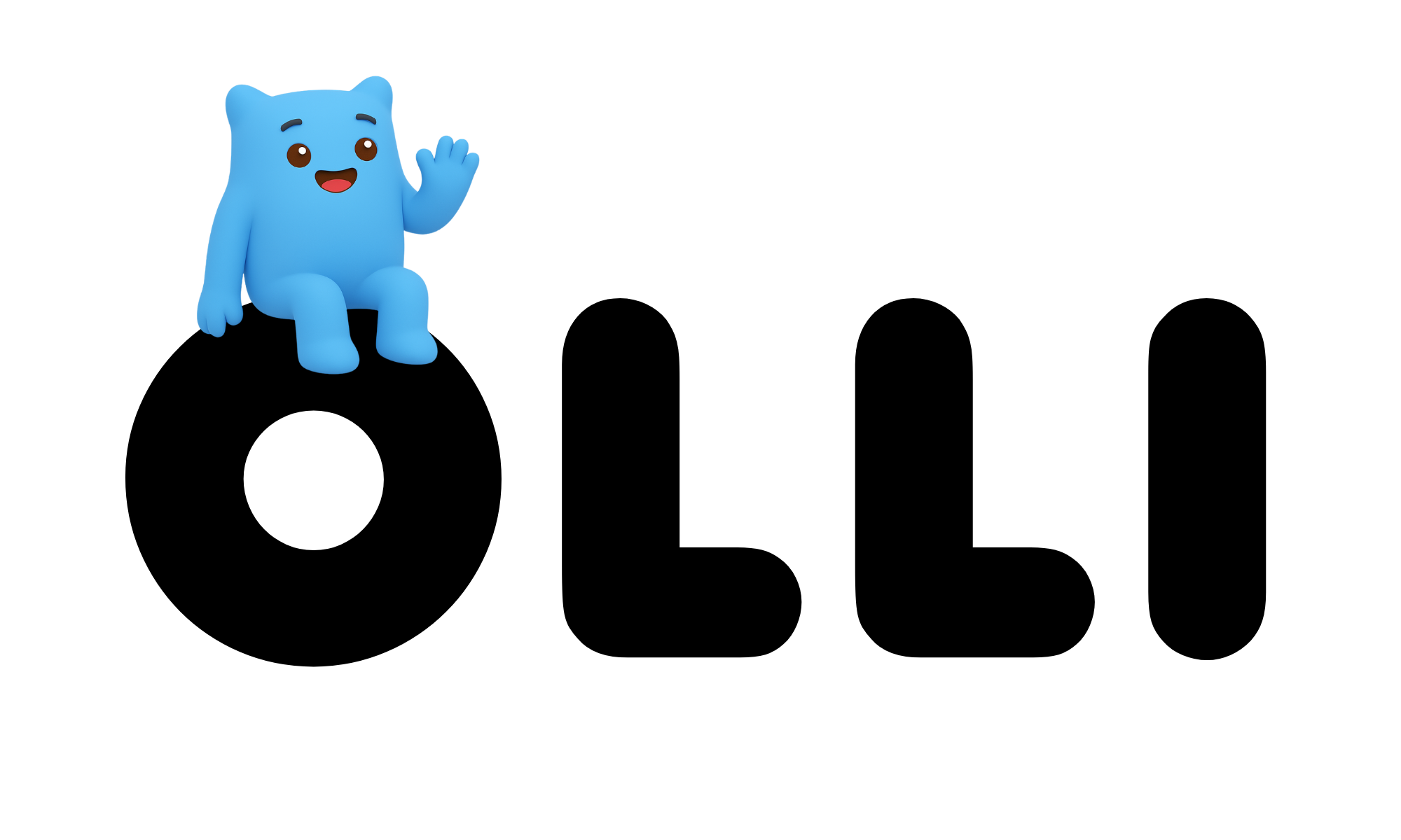 Olli logo with cute blue character